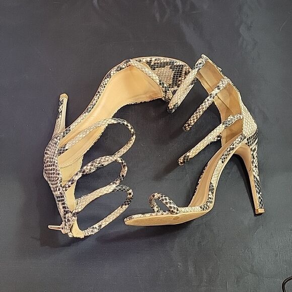 PRETTY LITTLE THING SNEAKER SKIN POINTED TOE 4-STRAP HIGH HEEL STILETTOS SANDAL - Picture 12 of 14